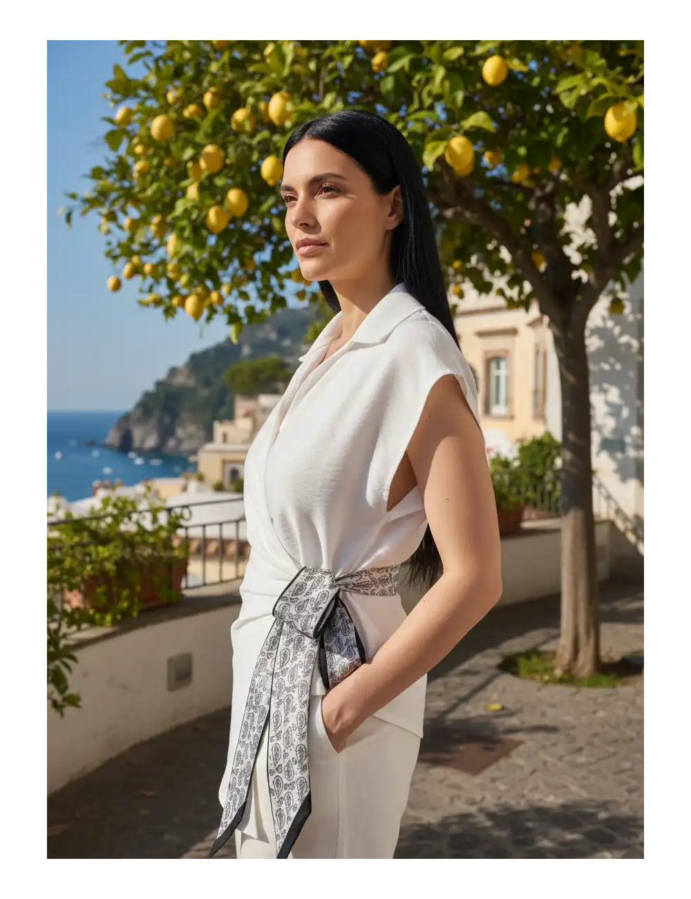 Bluzka Amalfi z wiązaną apaszką