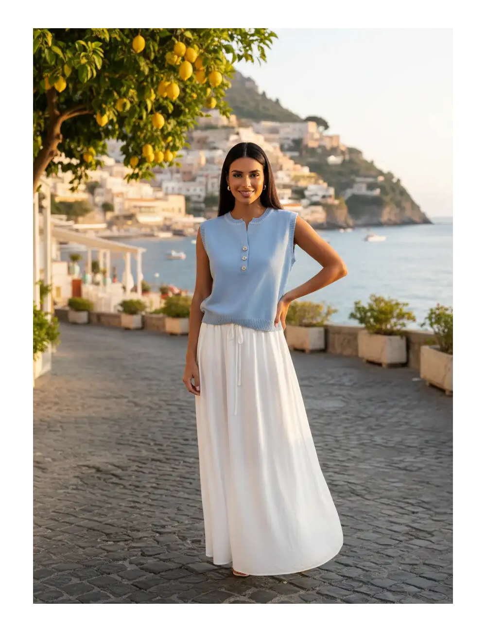Kamizelka Amalfi ze srebrnymi guzikami
