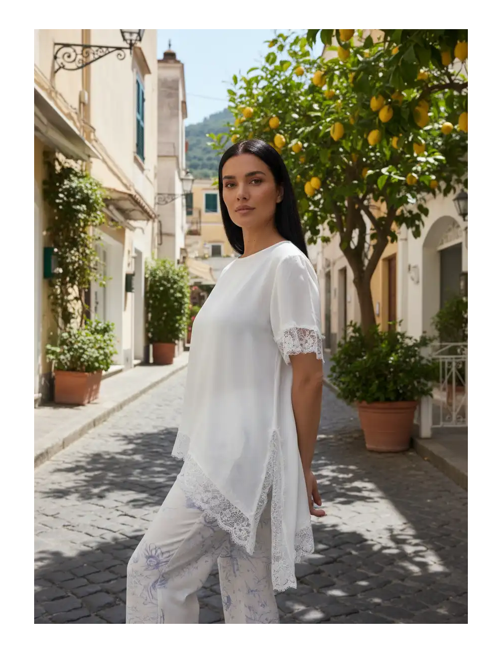 Asymetryczna bluzka z koronką Bellagio Lace