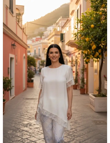 Asymetryczna bluzka z koronką Bellagio Lace