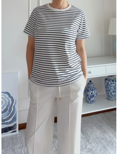 T-shirt Riviera Stripes  biało-granatowy