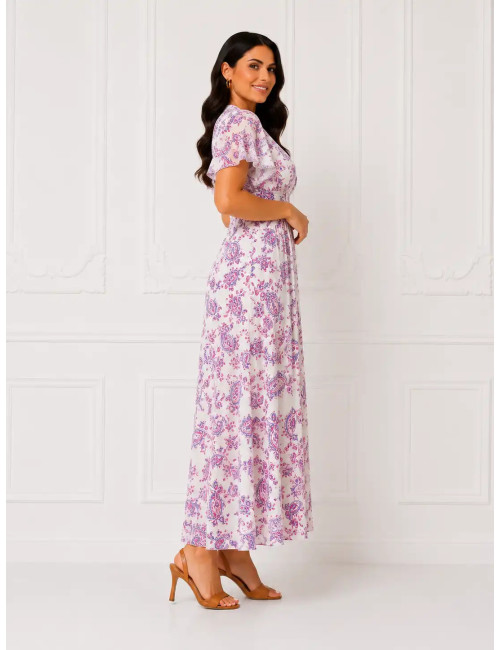 Zwiewna sukienka maxi Pink Paisley