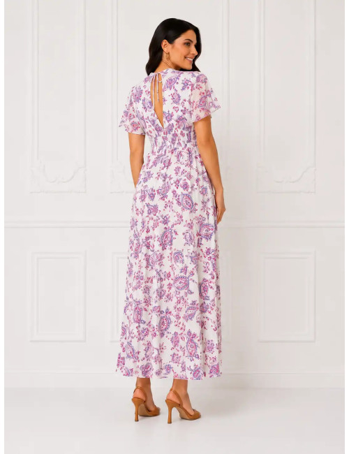 Zwiewna sukienka maxi Pink Paisley