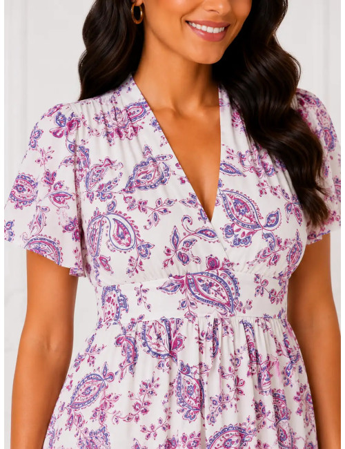 Zwiewna sukienka maxi Pink Paisley