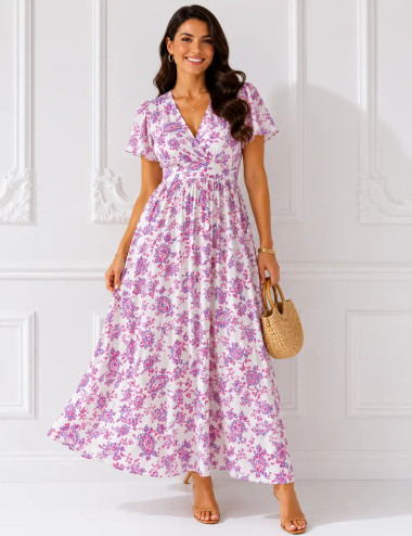 Zwiewna sukienka maxi Pink Paisley