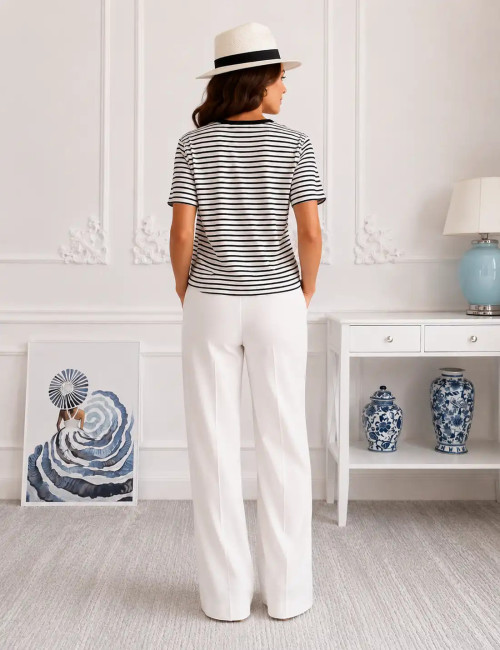 T-shirt Riviera Stripes biało-czarny