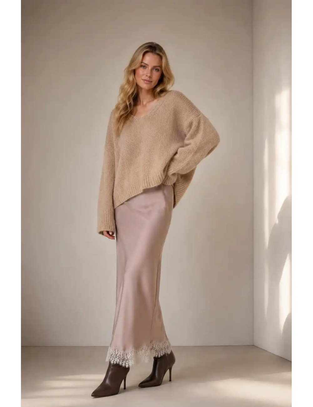 Otulający sweter z alpaki Mia