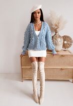 Sweter z biżuteryjnymi guzikami BABY BLUE 0