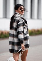 Kurtka koszulowa oversize w kratę CHECKERED BROWN