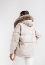 Kurtka parka z naturalnym obszyciem jenot CARMEN LIGHT BEIGE