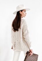 Sweter midi z frędzlami FRINGE ECRU 3