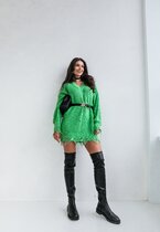 Sweter wełniany 30% z rozdarciami oversize maxi KAMILA GREEN 0