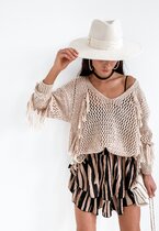 Sweter z frędzlami FRINGE BEIGE