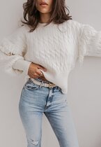 Sweter z ręcznie robionymi frędzlami FRINGE BEIGE