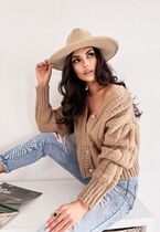 Sweter kardigan z biżuteryjnymi guzikami CINDY CAMEL PREMIUM 3